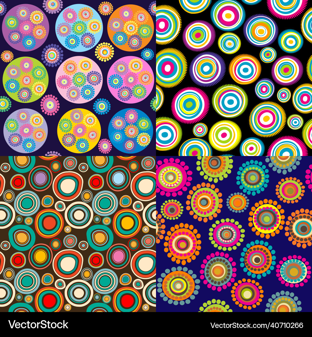 Set of four backgrounds with circular shapes vector image
