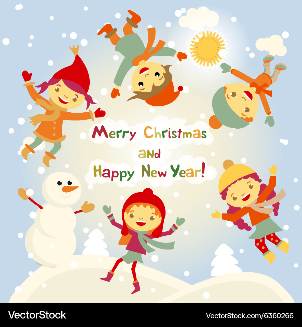 Shiny christmas background with funny snowman Vector Image