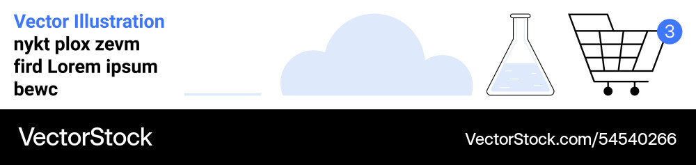 Shopping cart with notification cloud and flask Vector Image