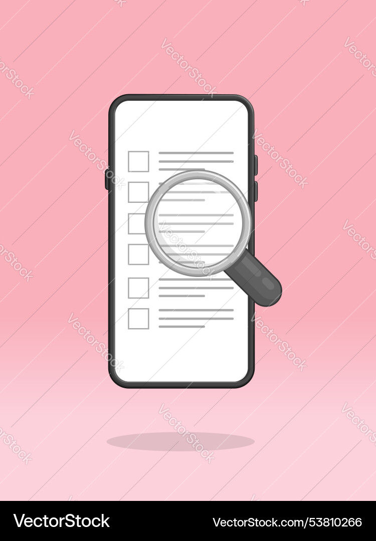 Smartphone magnifier checklist empty tasks Smartphone magnifier checklist empty tasks vector image