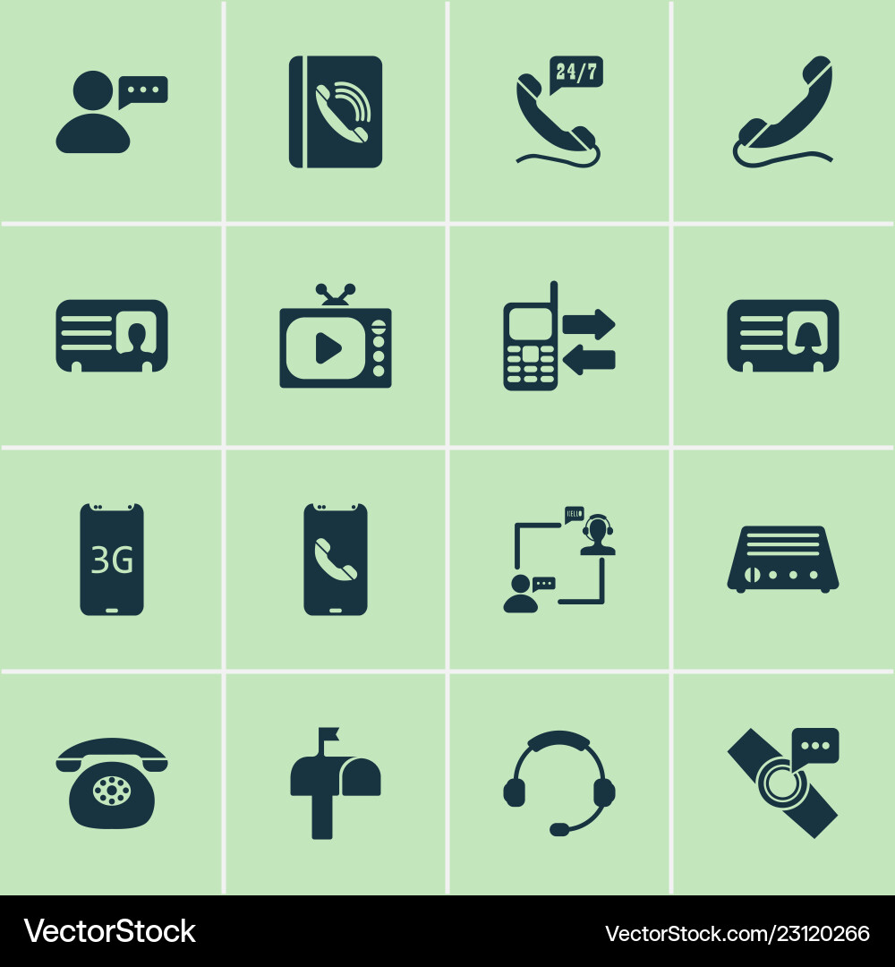 Telecommunication icons set with mobile data Vector Image