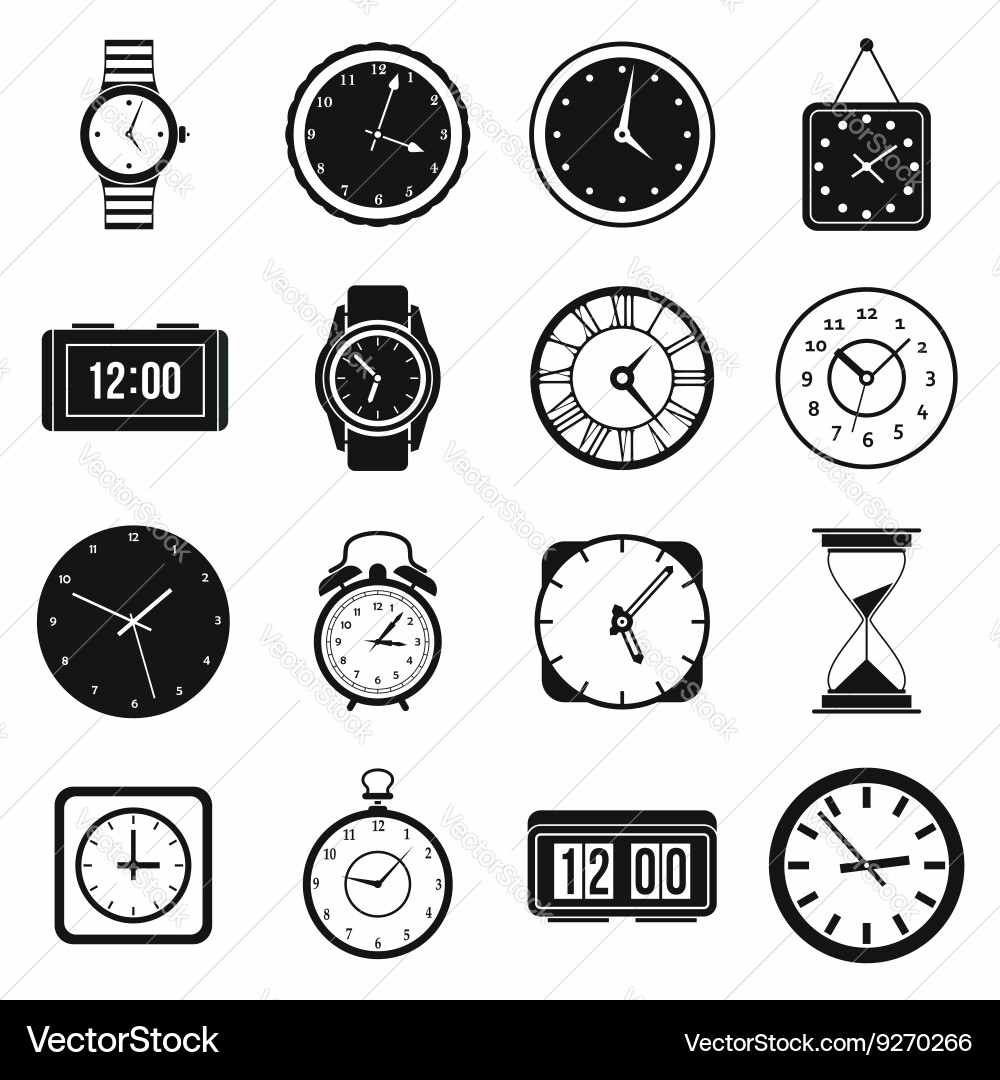 Time and clock icons set Vector Image