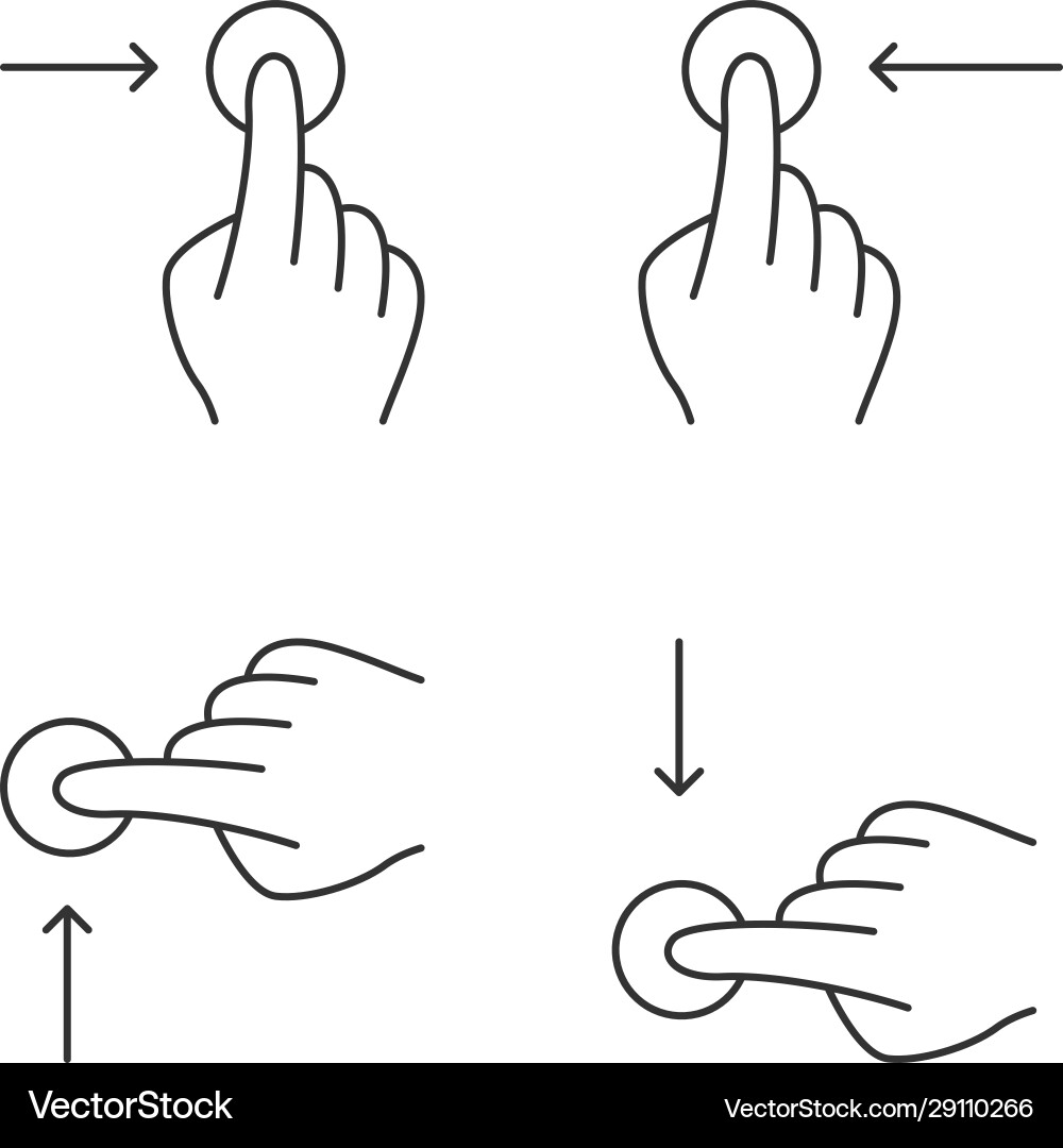 Touchscreen gestures linear icons set Vector Image