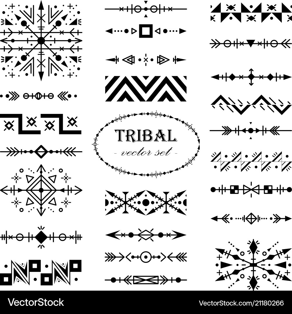 Tribal Monochrome Element Set vector image