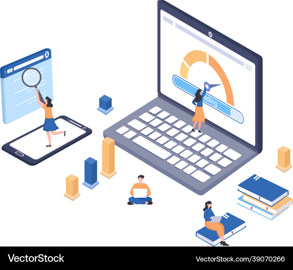 Website loading speed optimization with server Website loading speed optimization with server vector image