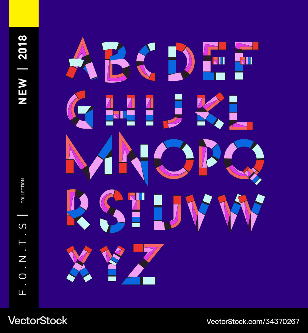 Abstract colorful font and alphabet Abstract colorful font and alphabet vector image
