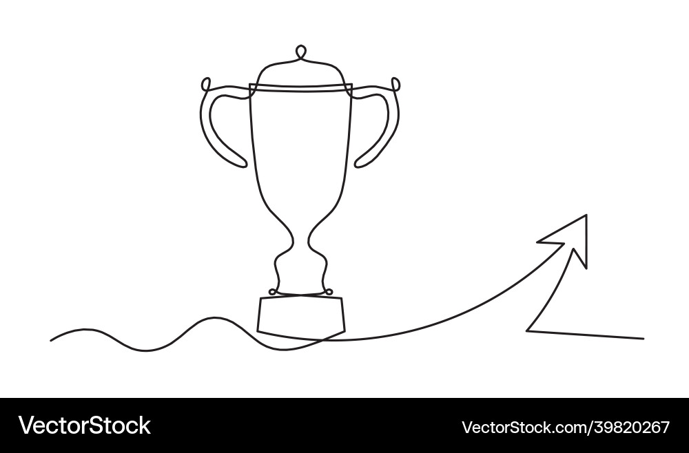 Abstract cup with arrow as continuous lines vector image