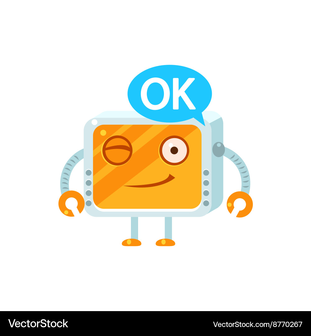 Agreeing little robot character vector image