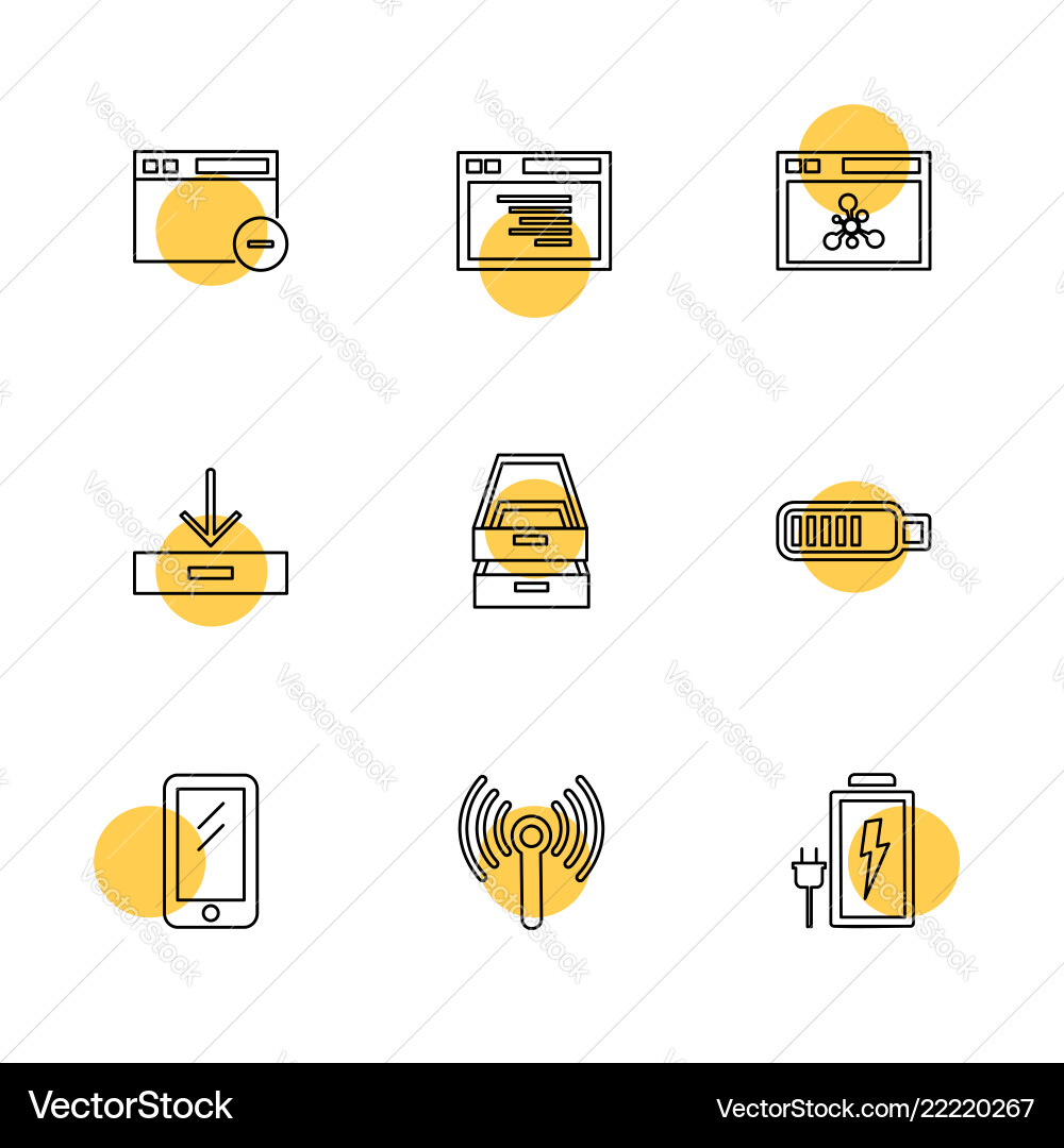 Battery wifi network infrared signals web vector image