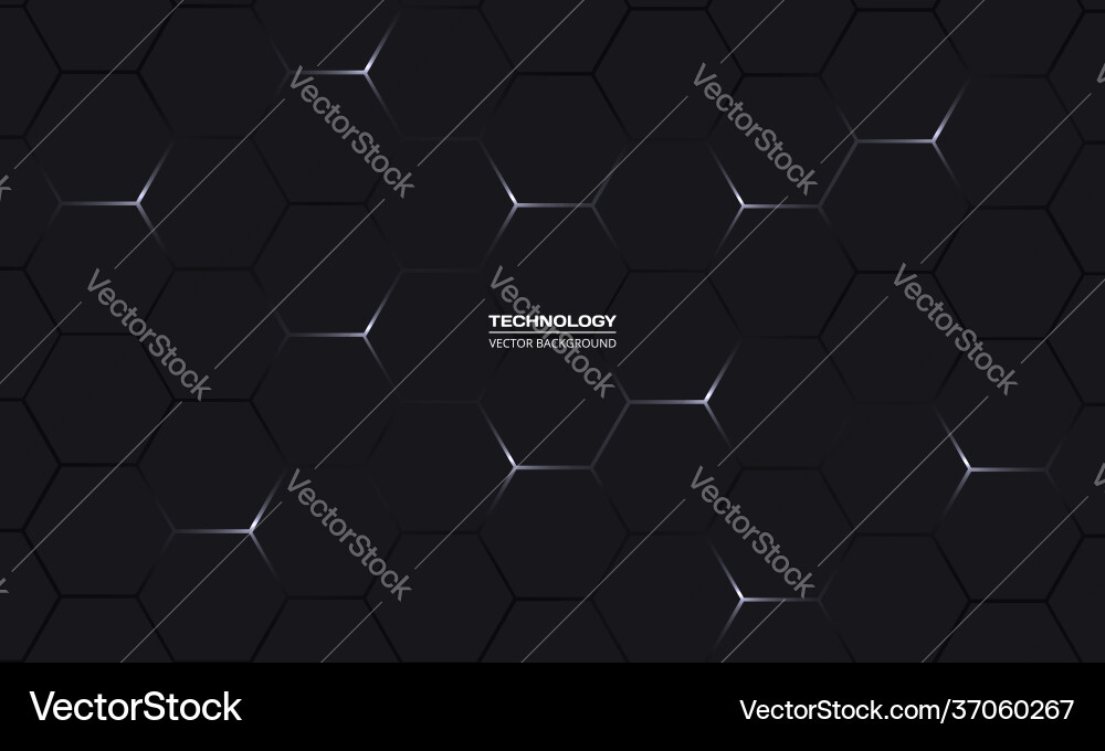 Black hexagonal technology abstract background Black hexagonal technology abstract background vector image