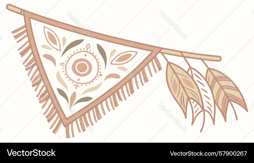 Bohemian rug with circular feather patterns Vector Image