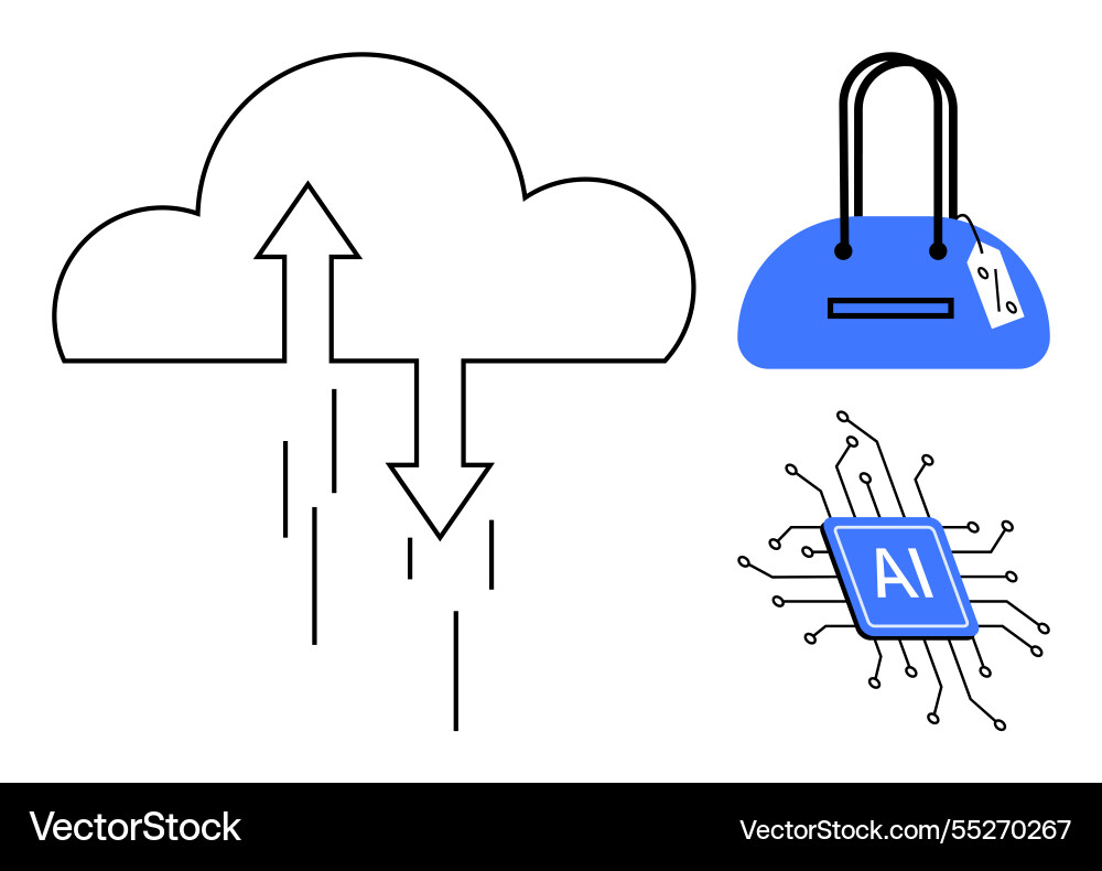 Cloud computing ai technology and e-commerce Cloud computing ai technology and e-commerce vector image