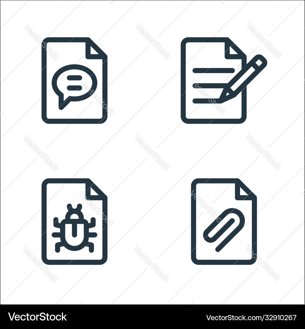 Document and files line icons linear set quality Document and files line icons linear set quality vector image