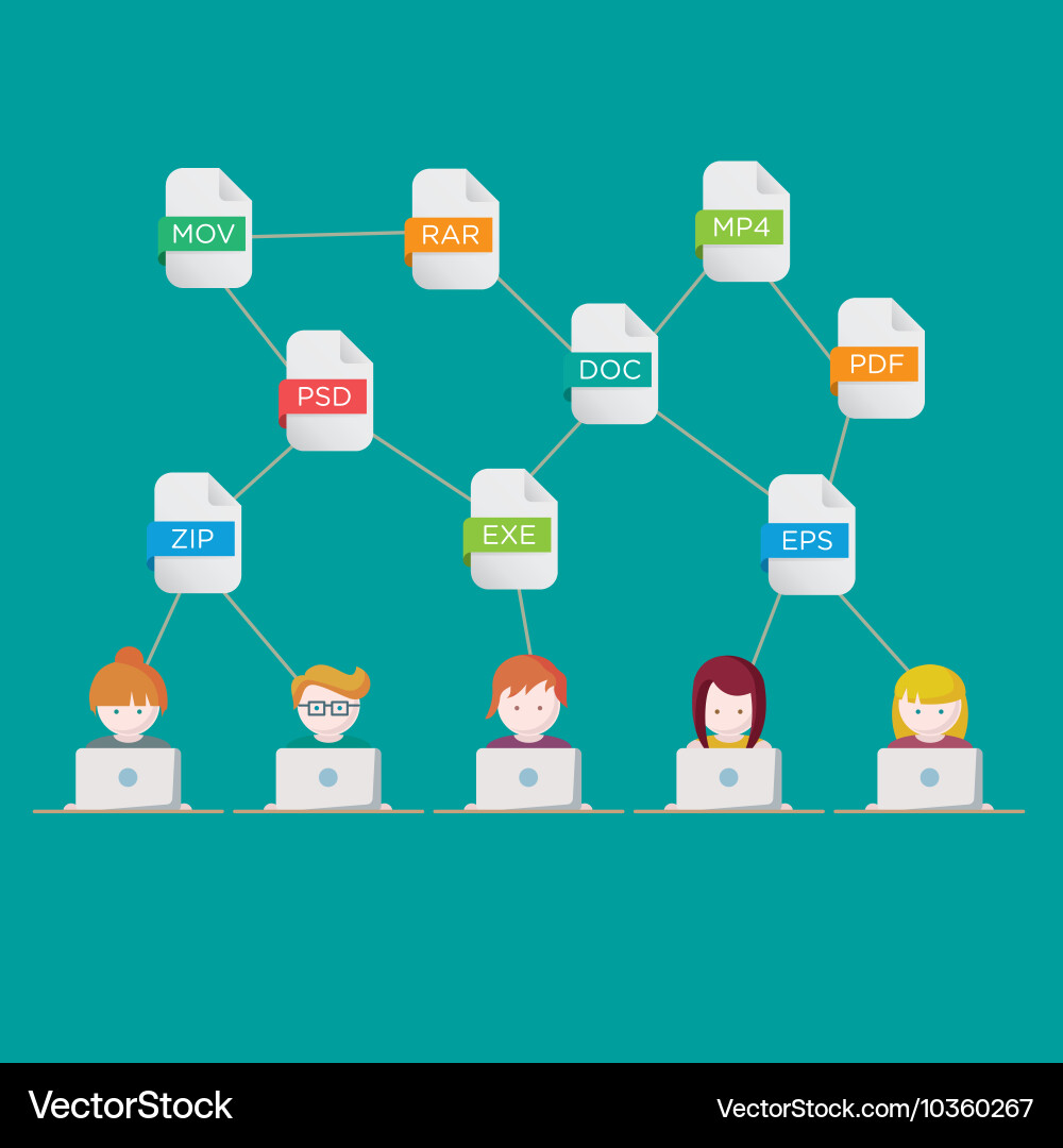 File extensions people with computers vector image