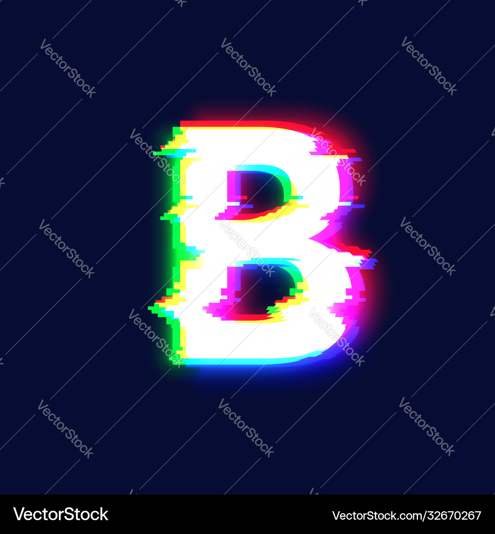 Glitch Font Character B - Distorted vector image