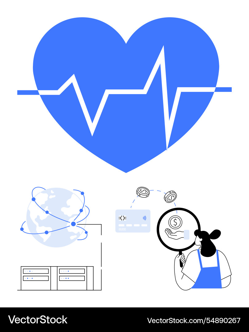 Globale Gesundheitsüberwachung mit finanzieller Unterstützung Globale Gesundheitsüberwachung mit finanzieller Unterstützung vektorbild