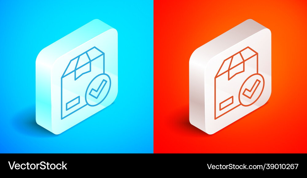 Isometric line package box with check mark icon Isometric line package box with check mark icon vector image