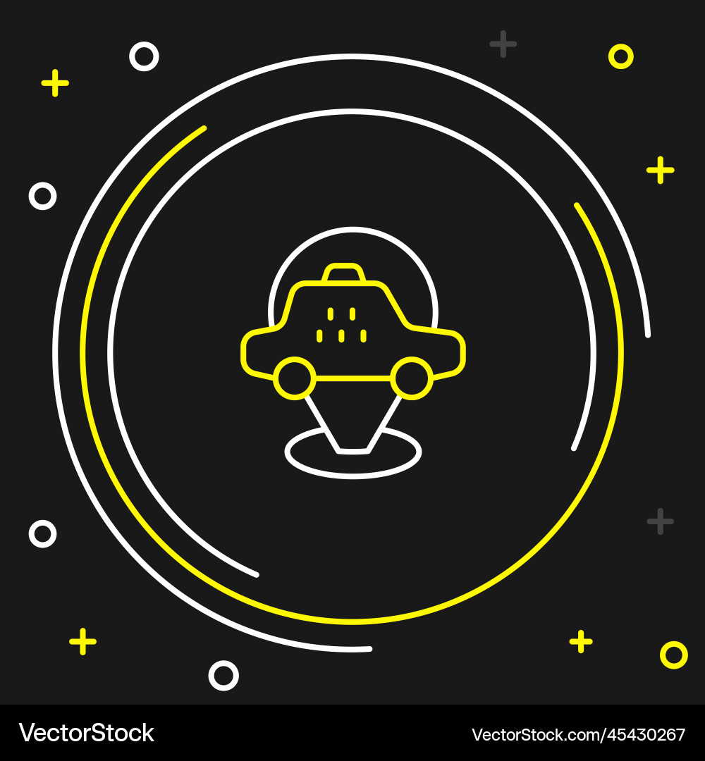 Line map pointer with taxi car icon isolated Line map pointer with taxi car icon isolated vector image
