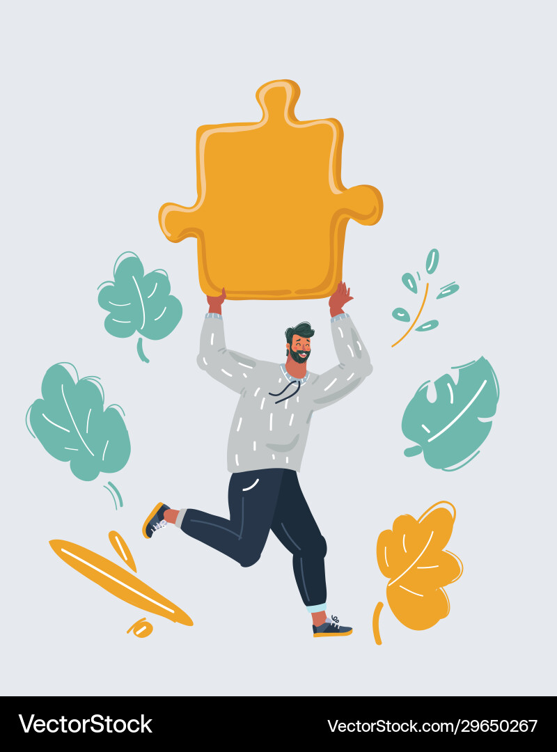 Man with puzzle on white background isolated Man with puzzle on white background isolated vector image