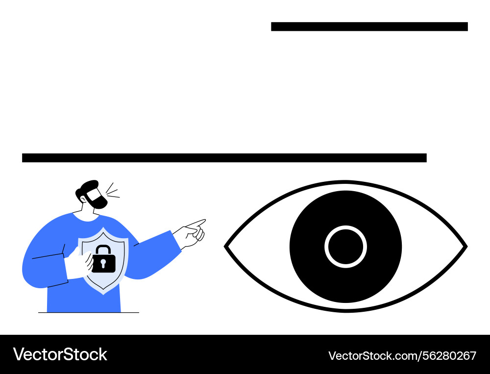 Man with shield emphasizing security near eye Man with shield emphasizing security near eye vector image