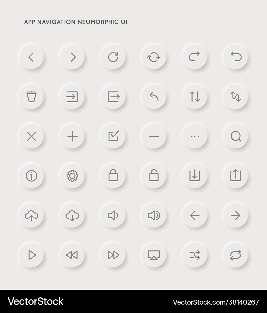 Neuromorphic app system user interface ui icon Neuromorphic app system user interface ui icon Vector Image
