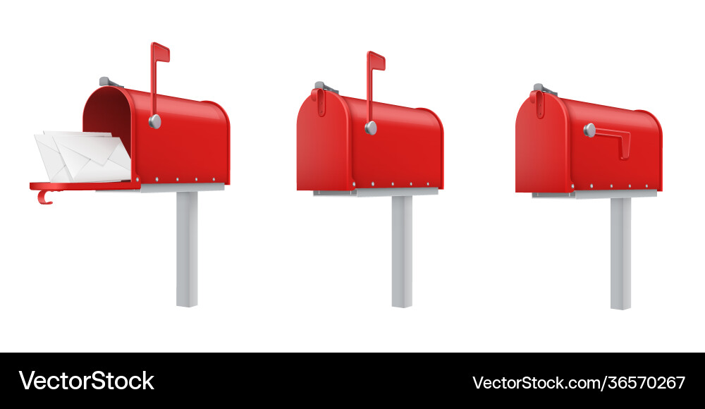 Red Mailboxes - Open & Closed vector image