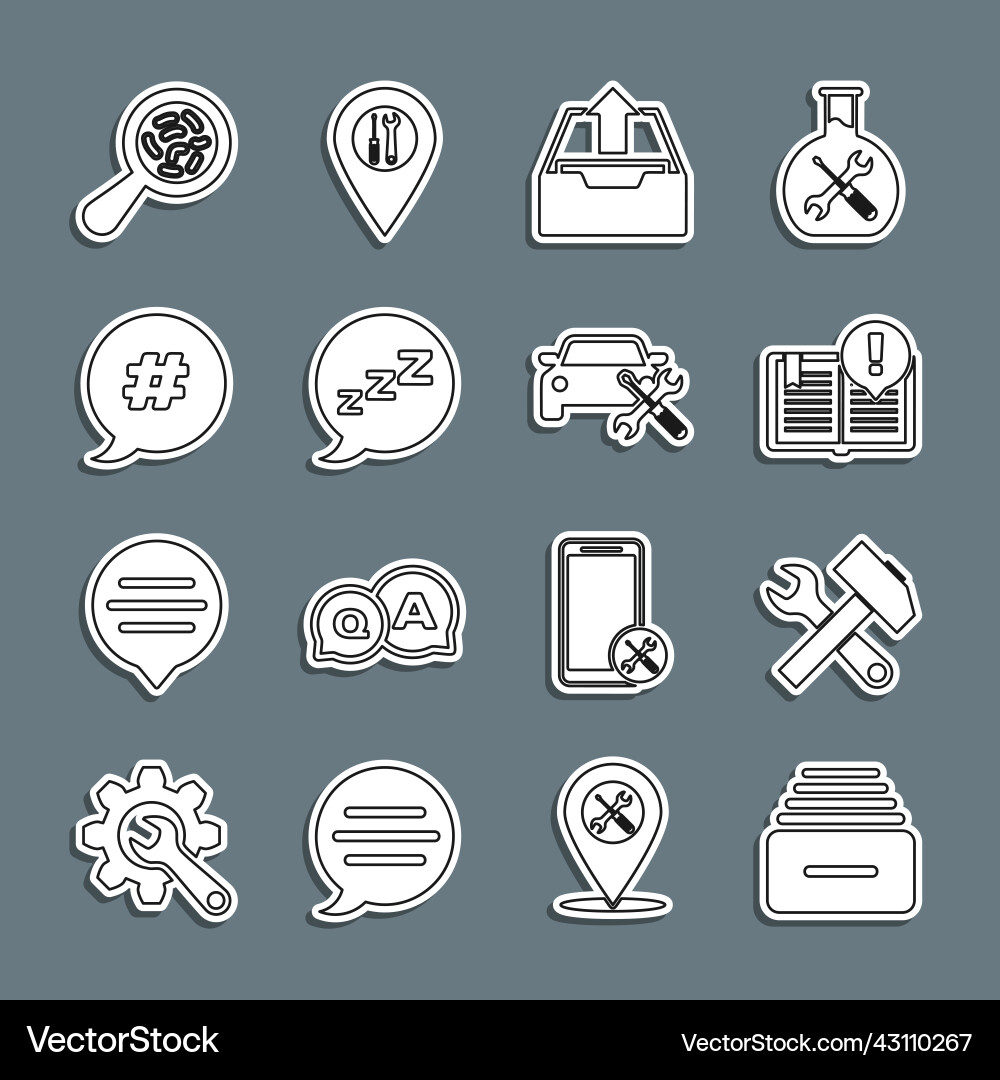 Set line drawer with documents crossed hammer Set line drawer with documents crossed hammer vector image