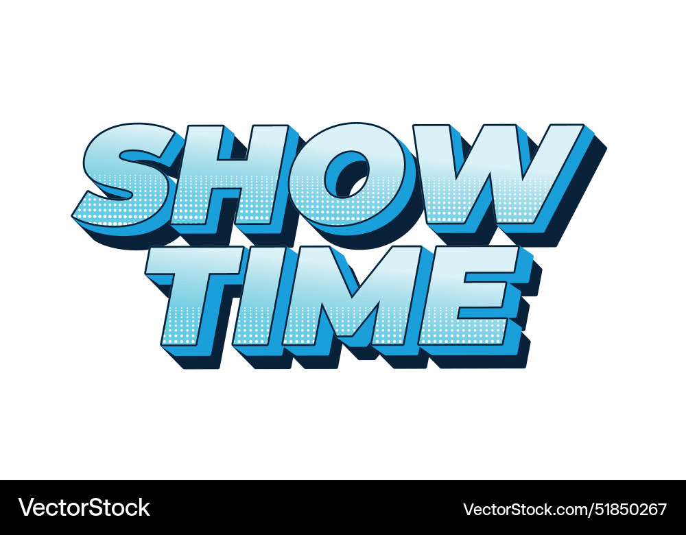 Show time text effect in 3d style with good colors Vector Image