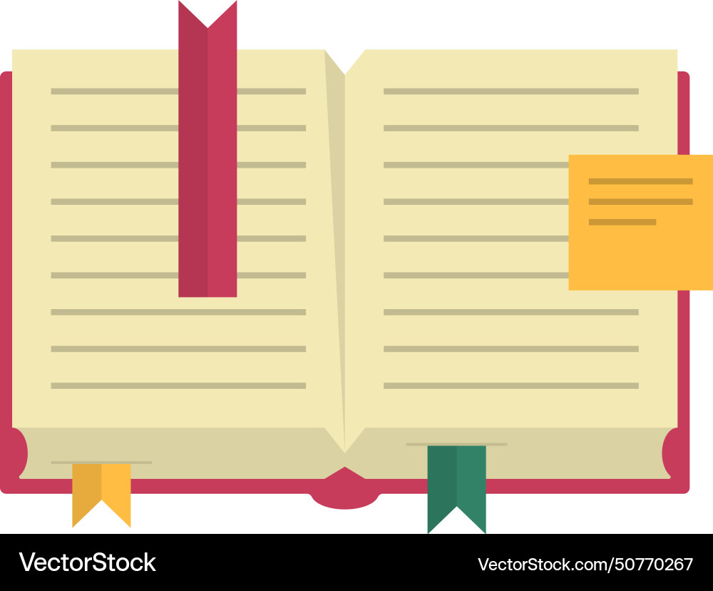 Studying color icon book with bookmarks and notes Studying color icon book with bookmarks and notes vector image