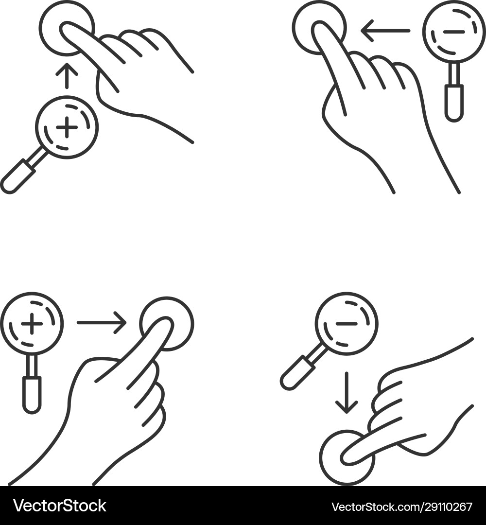 Touchscreen gestures linear icons set Touchscreen gestures linear icons set vector image