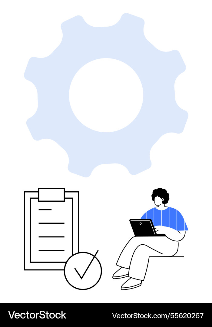 Workflow management with gear icon checklist Workflow management with gear icon checklist vector image