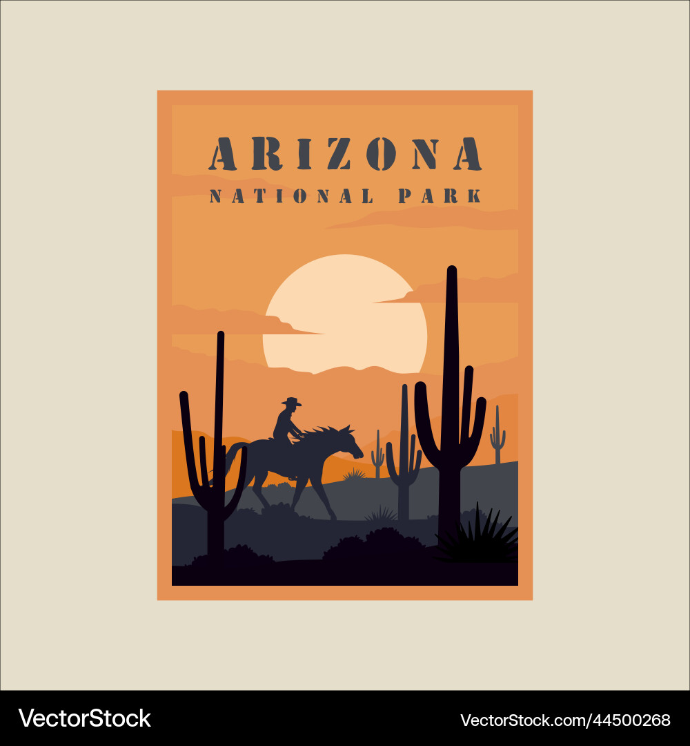 Arizona national park minimalist vintage poster Arizona national park minimalist vintage poster vector image