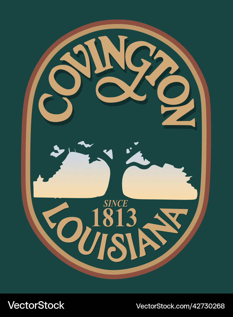 Covington, Louisiana Map Vector Image