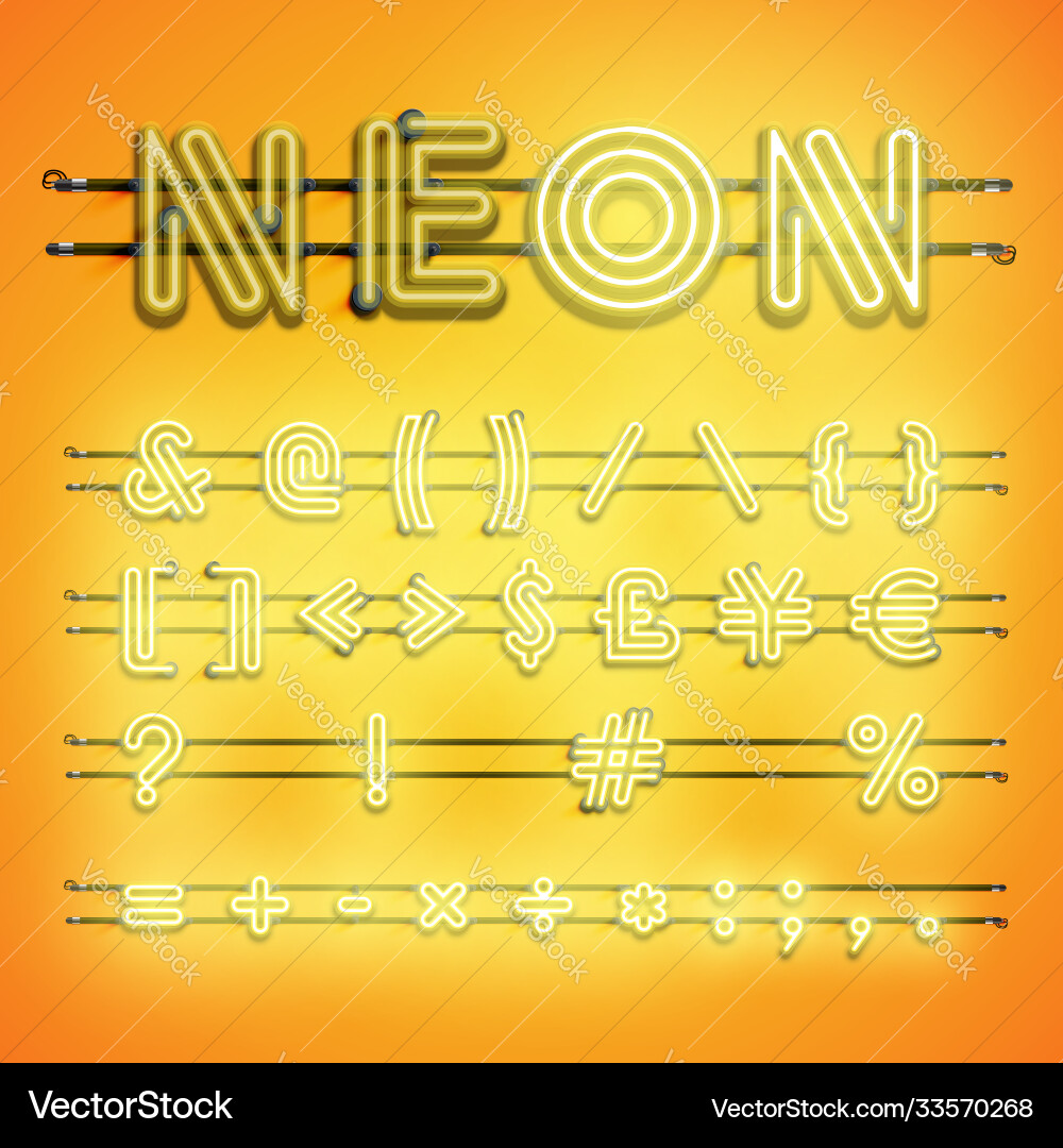 Dashed Neon Font with Glow & Shadows vector image