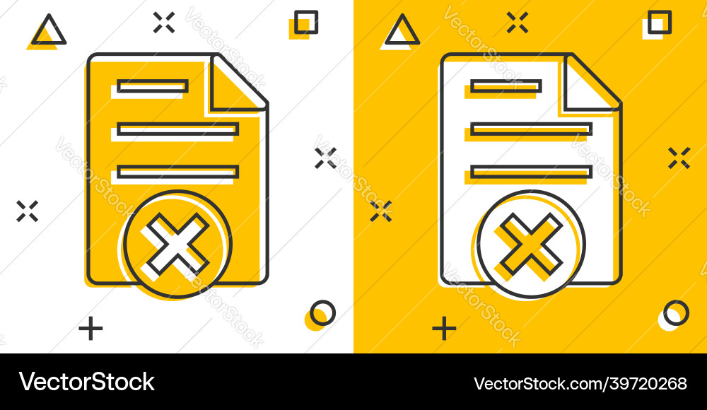 Document error icon in comic style broken report Document error icon in comic style broken report vector image