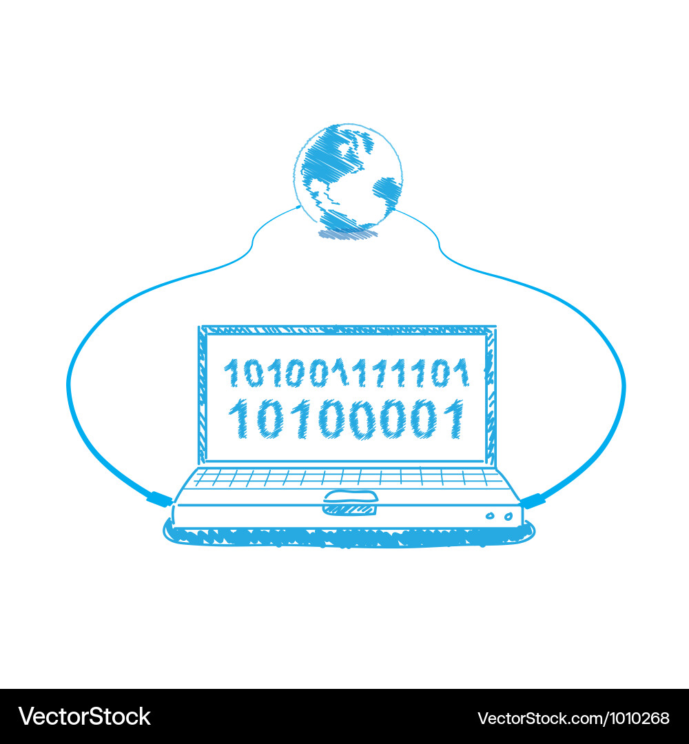 Global Connection - Computer Network Sketch vector image