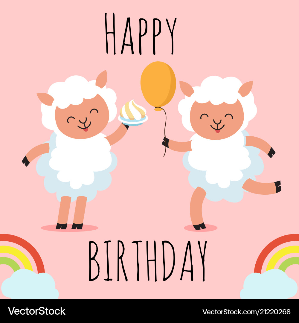 Happy birthday greeting card with cute cartoon vector image