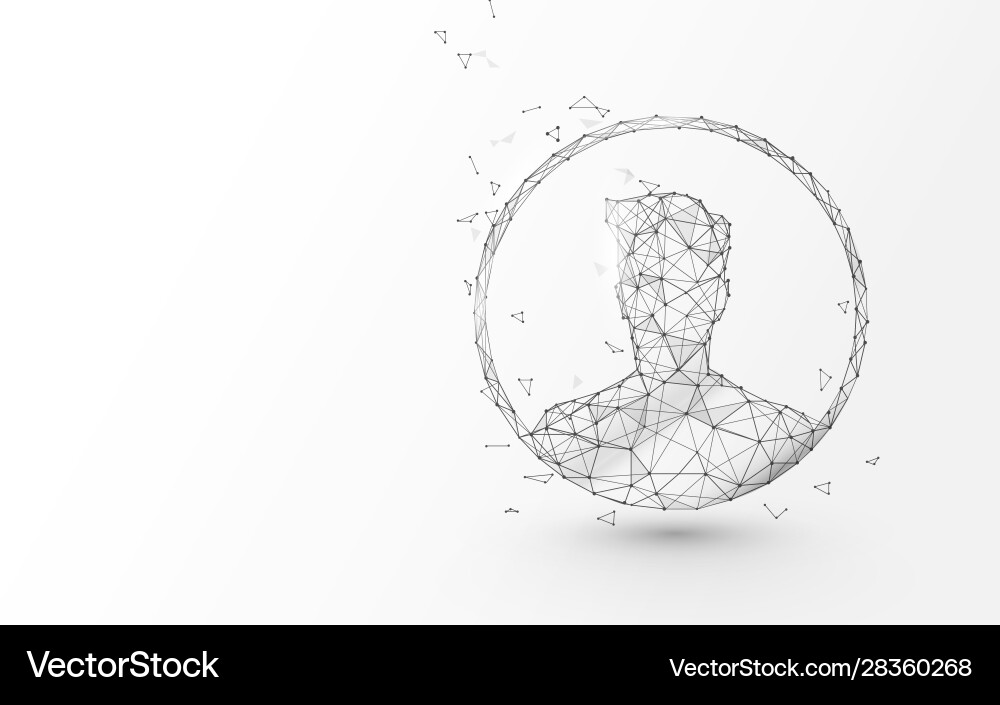 Men in circle icon form lines and particle Men in circle icon form lines and particle vector image