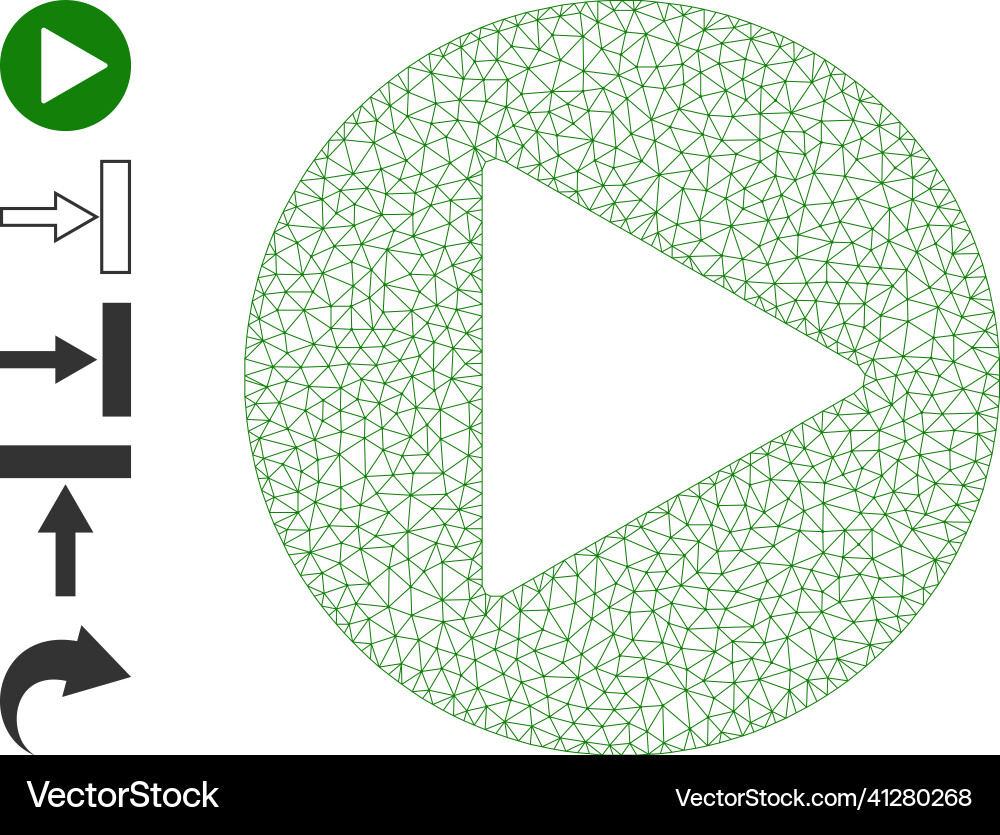 Mesh 2d play button icon Mesh 2d play button icon vector image