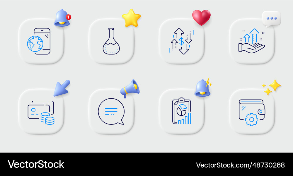 Money wallet and text message line icons for web Money wallet and text message line icons for web Vector Image