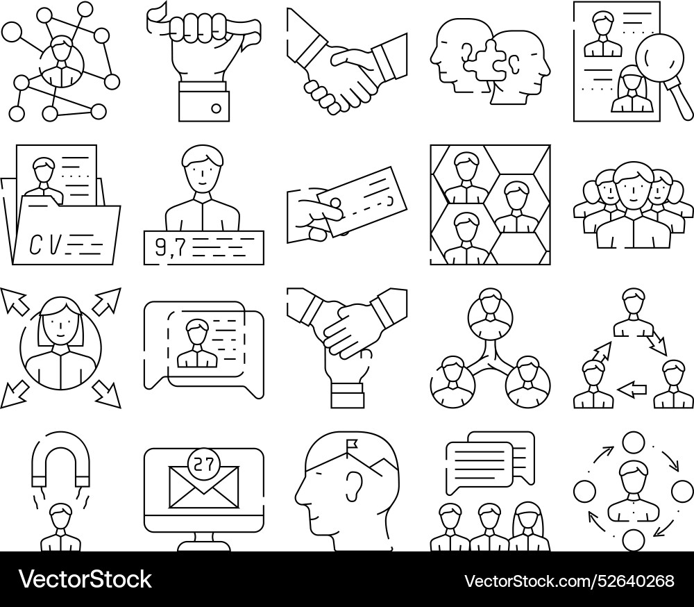 Networking global communication icons set Vector Image