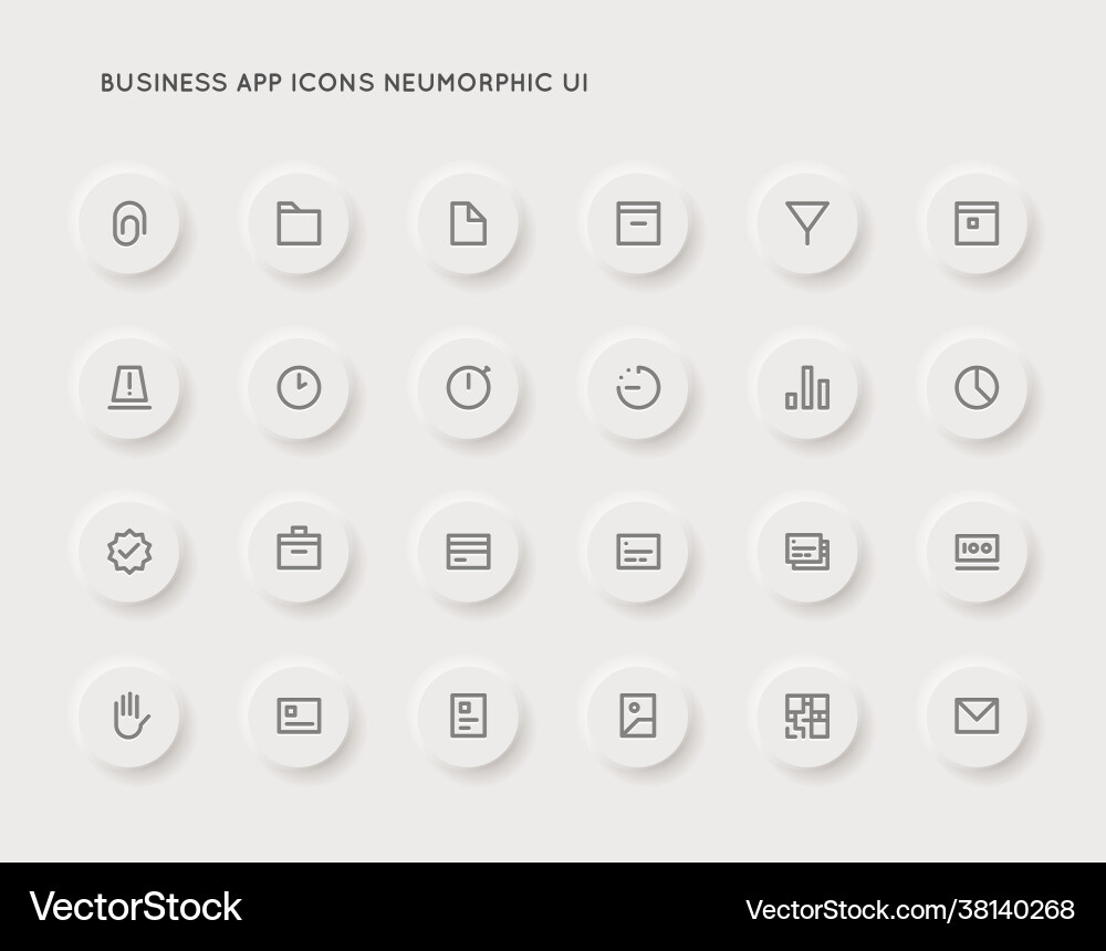 Neuromorphic business user interface ui icon set Neuromorphic business user interface ui icon set vector image