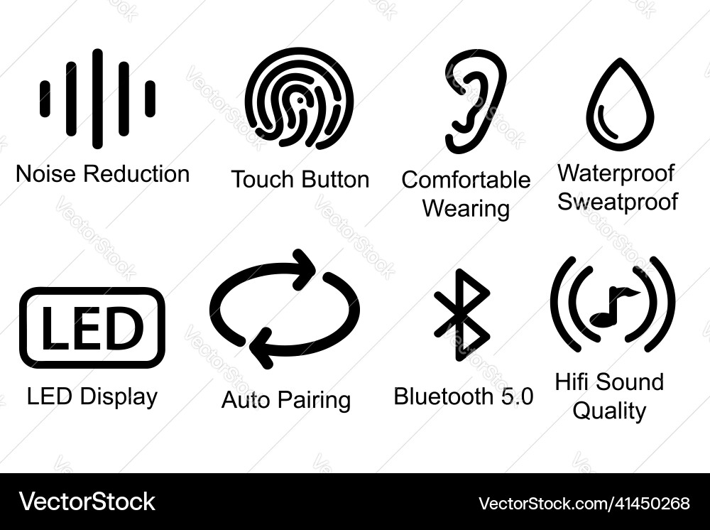 Noise Reduction Touch Button Bluetooth-Set vektorbild