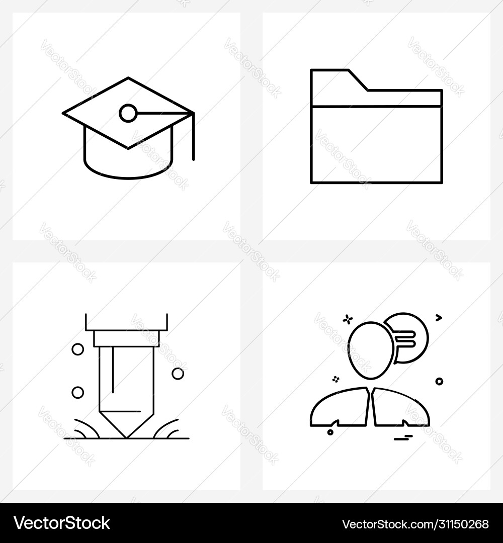 Set 4 simple line icons for web and print Vector Image