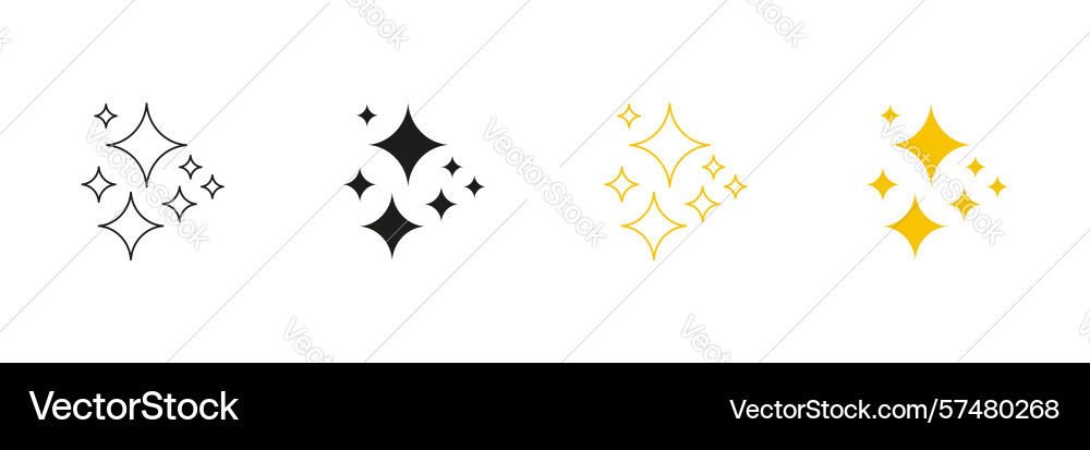Star sparkle element line and solid icon set Vector Image