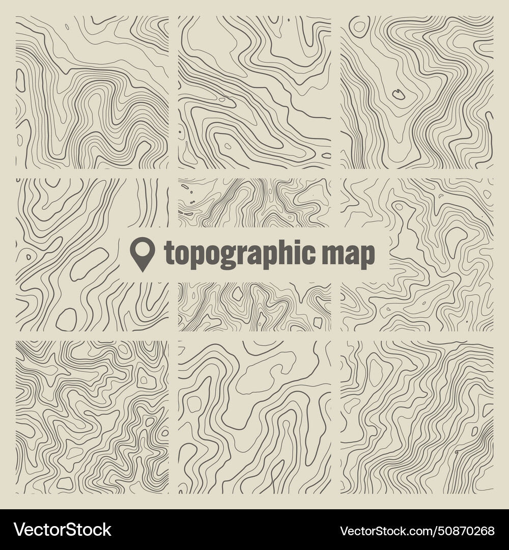 Topographic map with contour lines geographic Topographic map with contour lines geographic Vector Image
