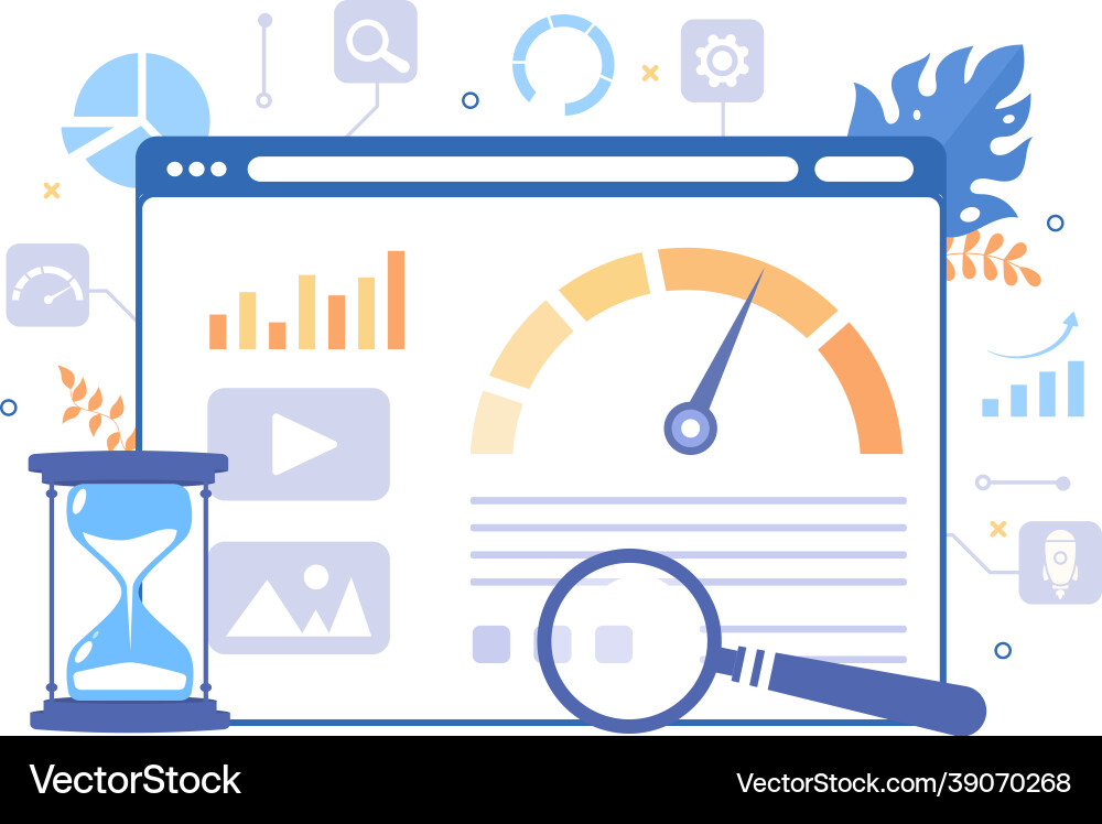 Website loading speed optimization with server Website loading speed optimization with server vector image