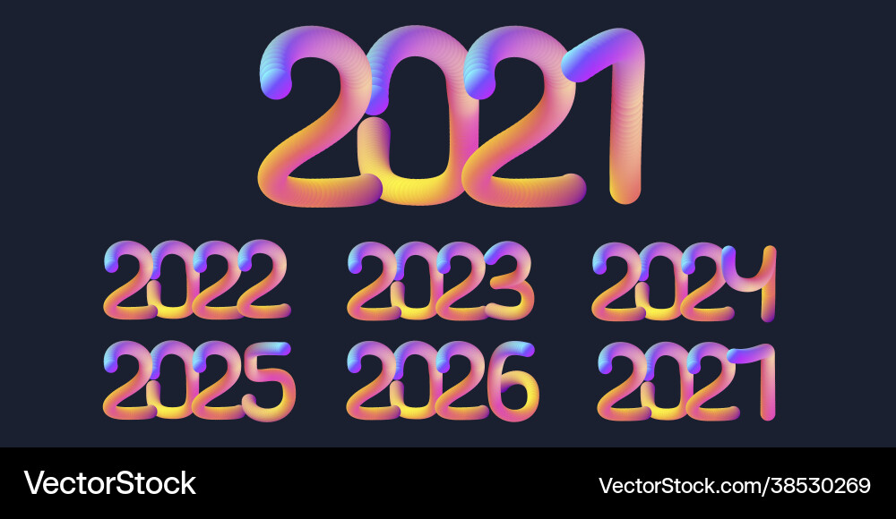 3d gradient numbers or digits for calendar design 3d gradient numbers or digits for calendar design vector image