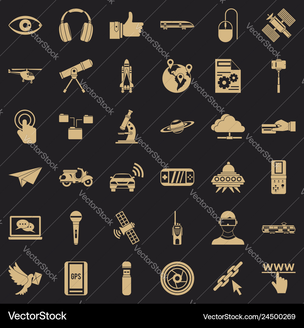 Broadcasting technology icons set simple style Broadcasting technology icons set simple style vector image