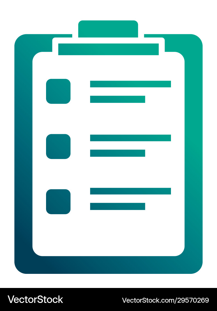 Clipboard with paper sheet gradient style icon Clipboard with paper sheet gradient style icon Vector Image